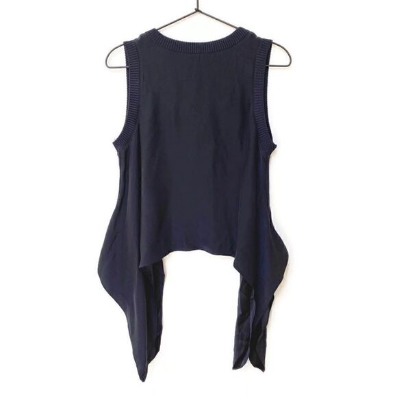 Cinq à Sept 100% Silk Sleeveless V Neck Top Dark Navy Blue Tank Shirt XS - Picture 3 of 15